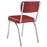 Retro White and Red Round Dining Room Set angled detail