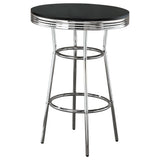 Black leatherette backless swivel bar stools side view