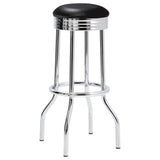Chrome base and PVC laminate tabletop detail