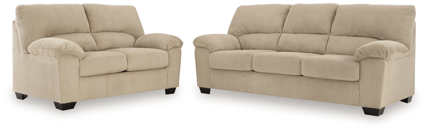 Close-up detail of SimpleJoy Sand upholstery and frame