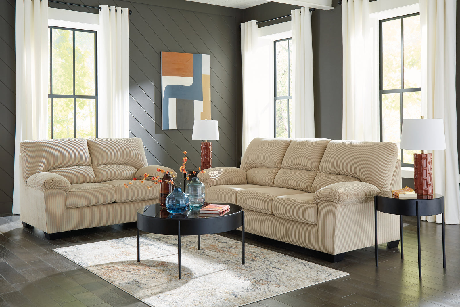 main view of SimpleJoy Sand Sofa and Loveseat furniture