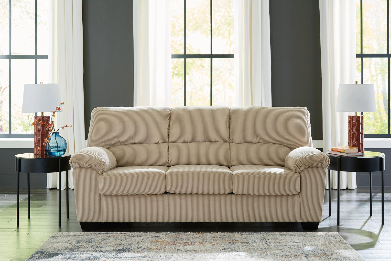 main view of SimpleJoy Sand Chenille Velvet Sofa furniture