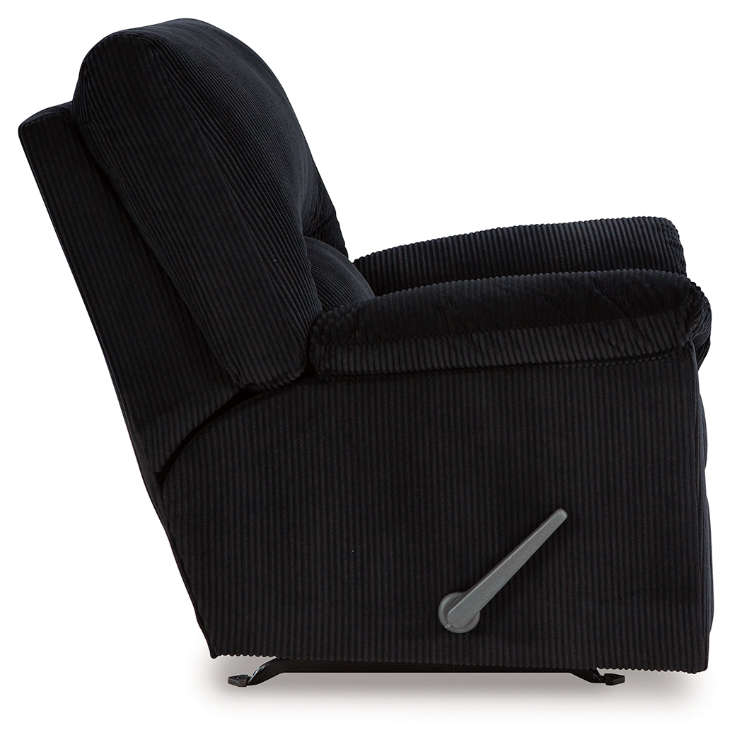 Side profile of SimpleJoy Onyx Chenille Velvet Recliner