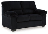 SimpleJoy Onyx Chenille Velvet Loveseat front view with cushions
