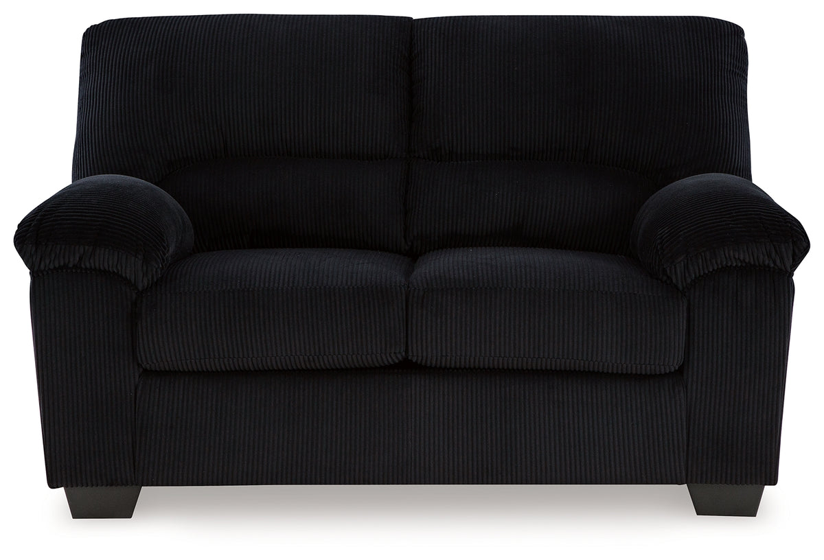 SimpleJoy Onyx Chenille Velvet Loveseat side profile view