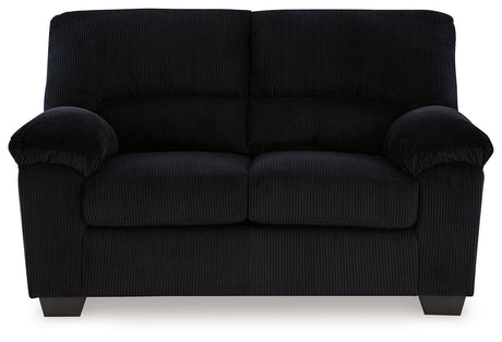 SimpleJoy Onyx Chenille Velvet Loveseat side profile view
