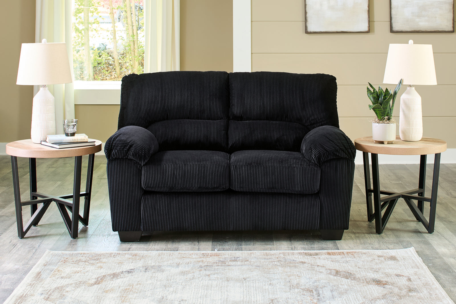 SimpleJoy Onyx Chenille Velvet Loveseat