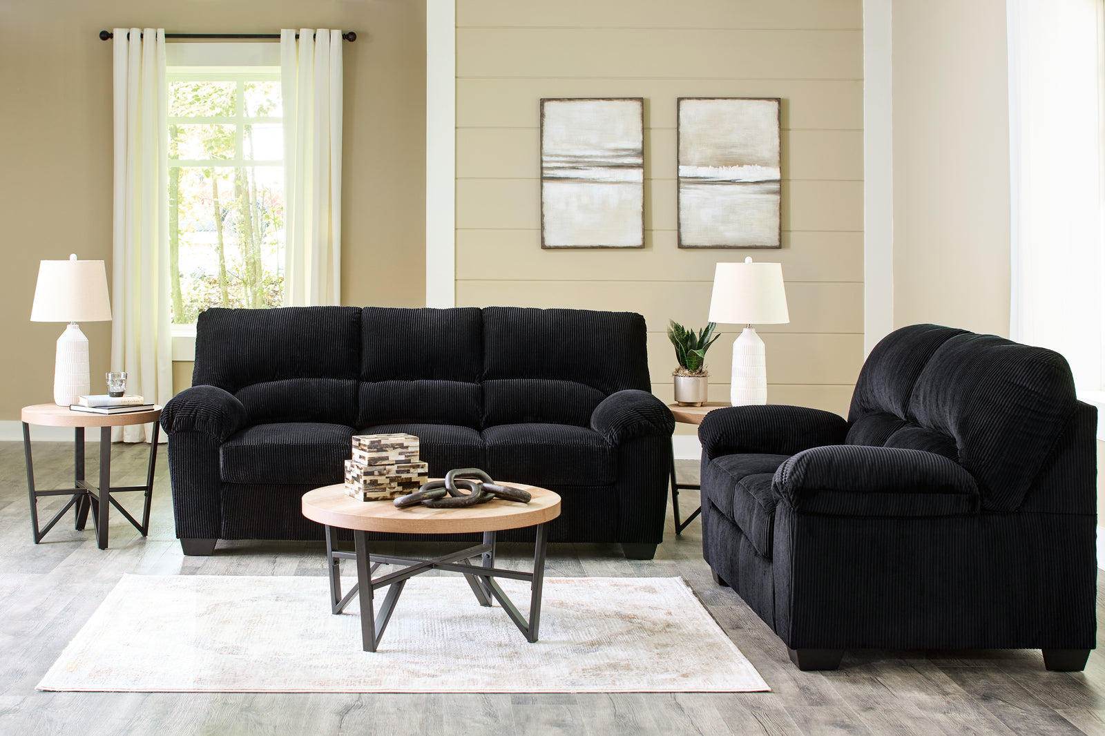 main view of SimpleJoy Onyx Sofa and Loveseat furniture
