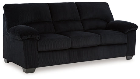 Side angle view of SimpleJoy Onyx Chenille Velvet Sofa