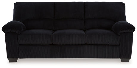 Close-up of upholstery on SimpleJoy Onyx Chenille Velvet Sofa