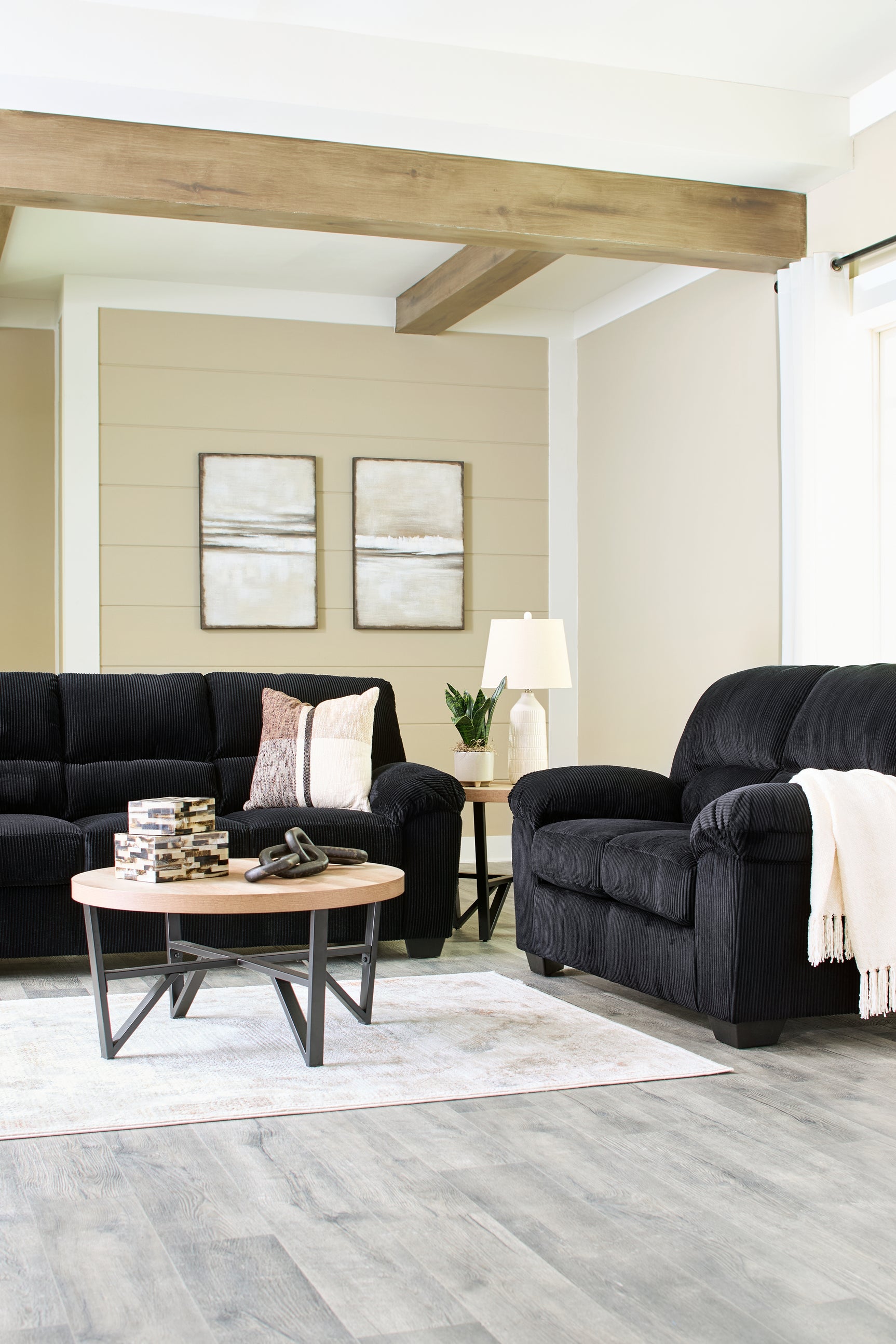 Side angle of SimpleJoy Onyx Sofa and Loveseat
