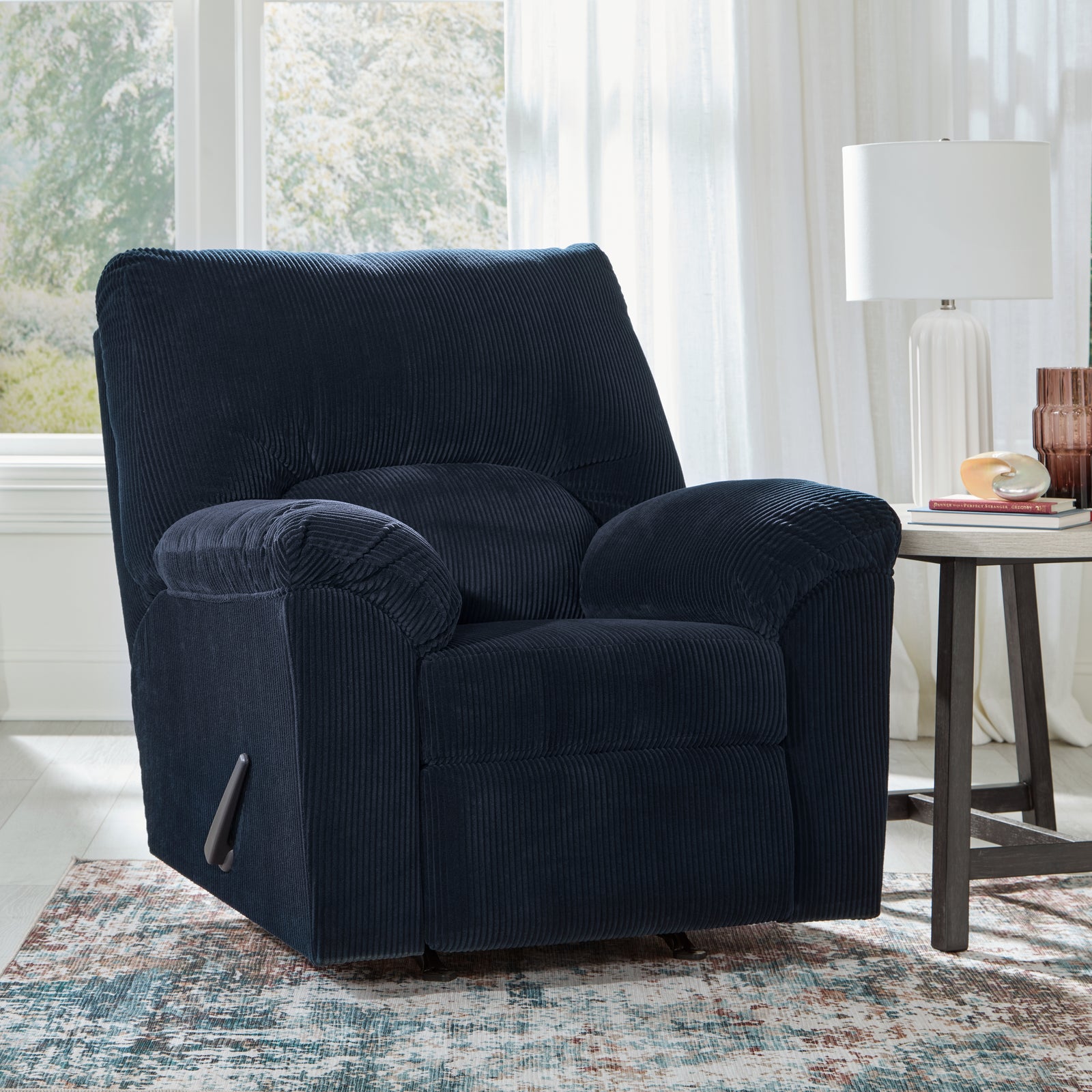main view of SimpleJoy Navy Chenille Velvet Recliner recliner