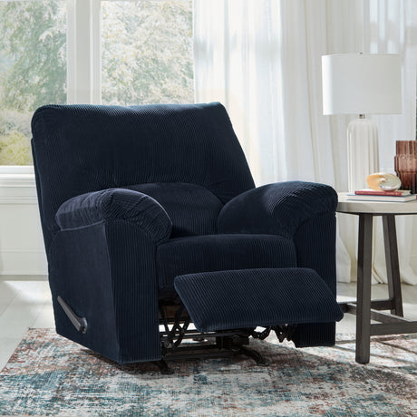 side view showing recliner open