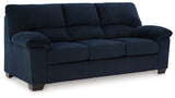 SimpleJoy Navy Chenille Velvet Sofa side angle