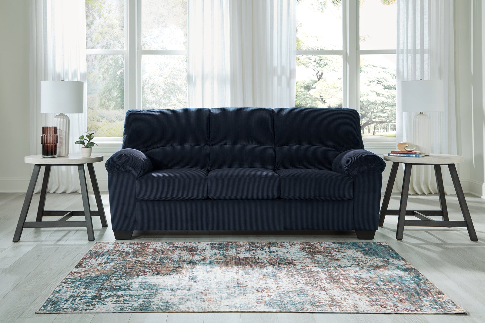 main view of SimpleJoy Navy Chenille Velvet Sofa furniture