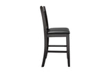 detailed view of dining chair upholstery and wood finish