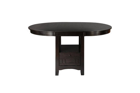 detail of Junipero Dark Cherry Oval Dining Room Set faux leather upholstery