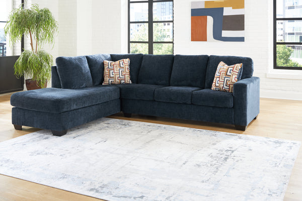 Room setting with Aviemore Ink sectional showing chaise