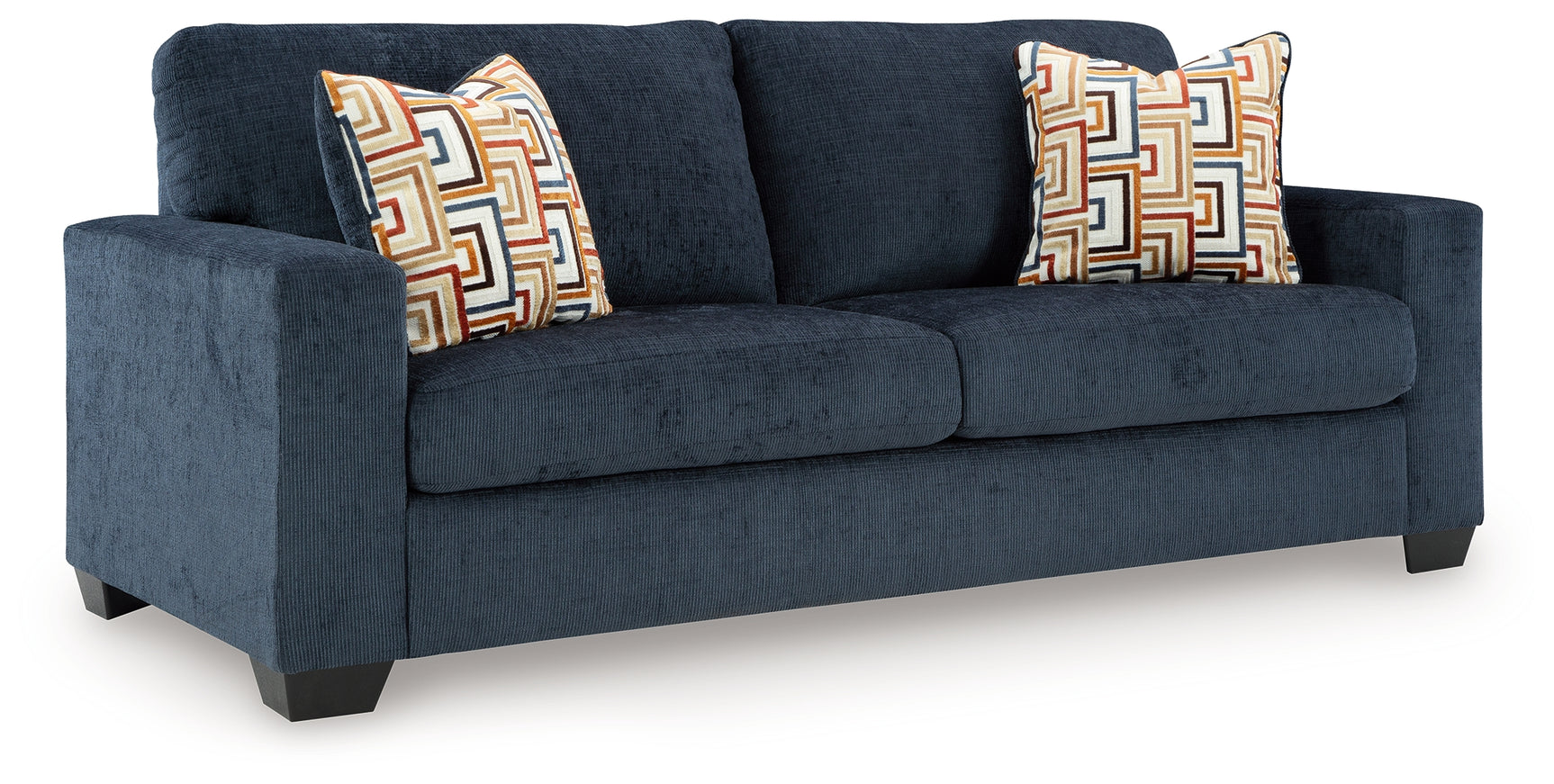 Side angle of Aviemore Ink Chenille Sofa showing armrest