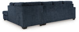 Detail close-up of ink chenille fabric on sectional sofa