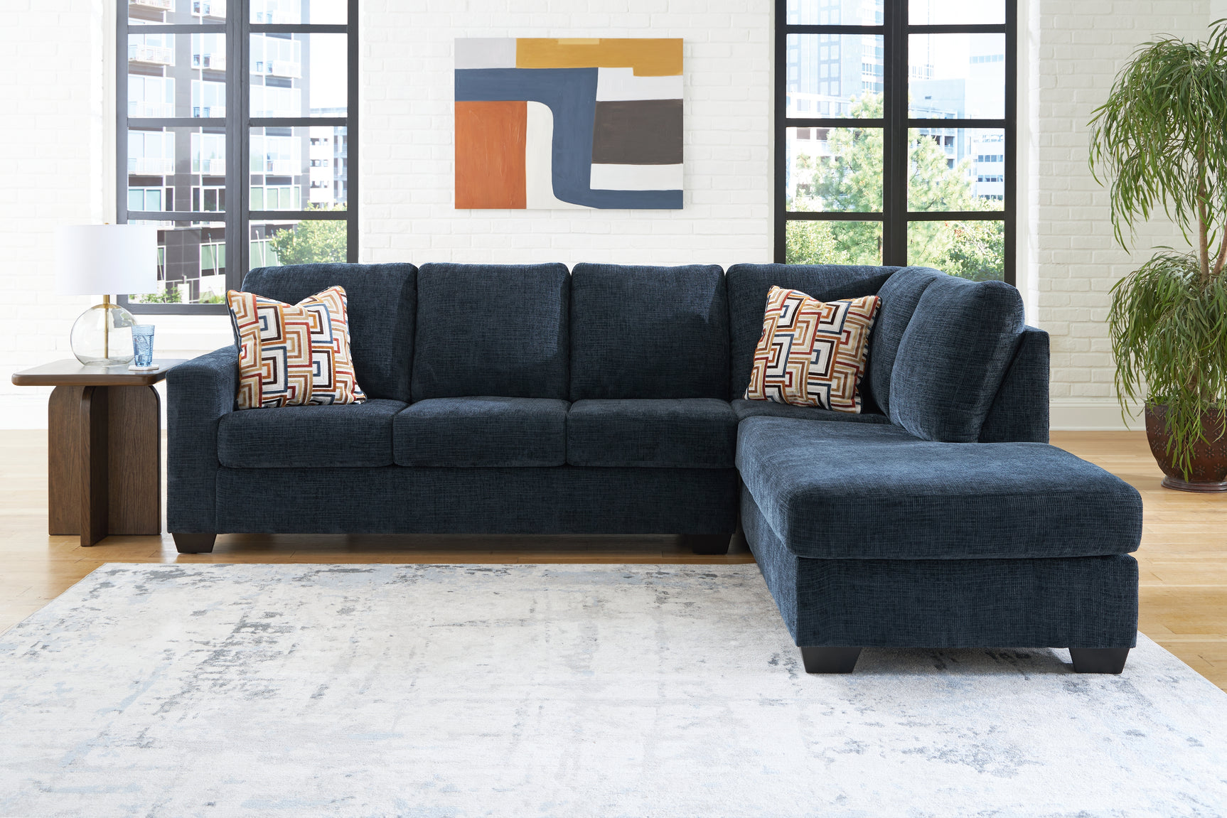 Living room view of Aviemore sectional with chaise