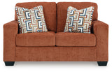 Side view of Aviemore Spice Chenille Loveseat
