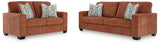 Close-up detail of Aviemore Spice upholstery and cushions