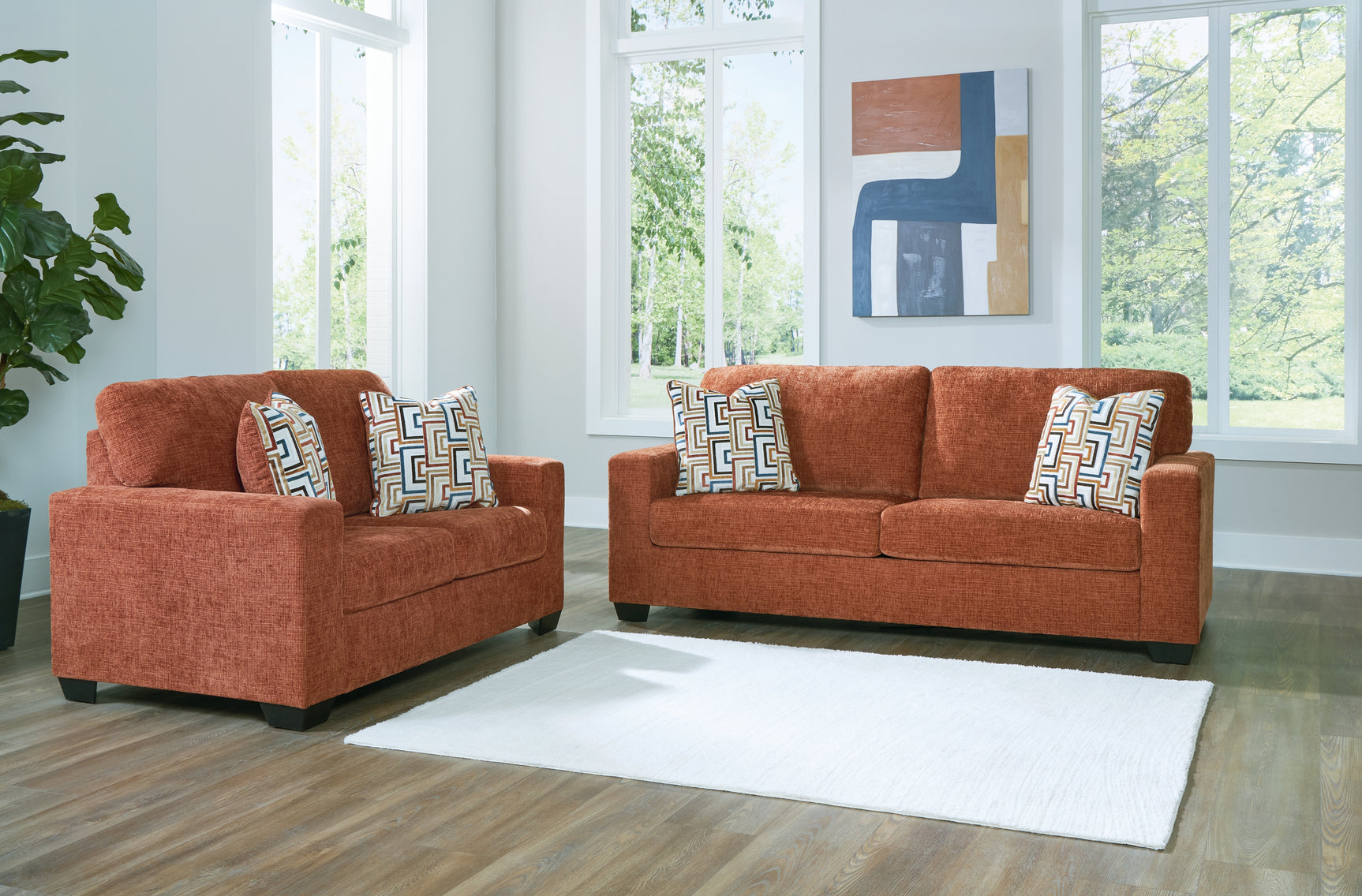 Side view of Aviemore Spice Sofa and Loveseat highlighting profile