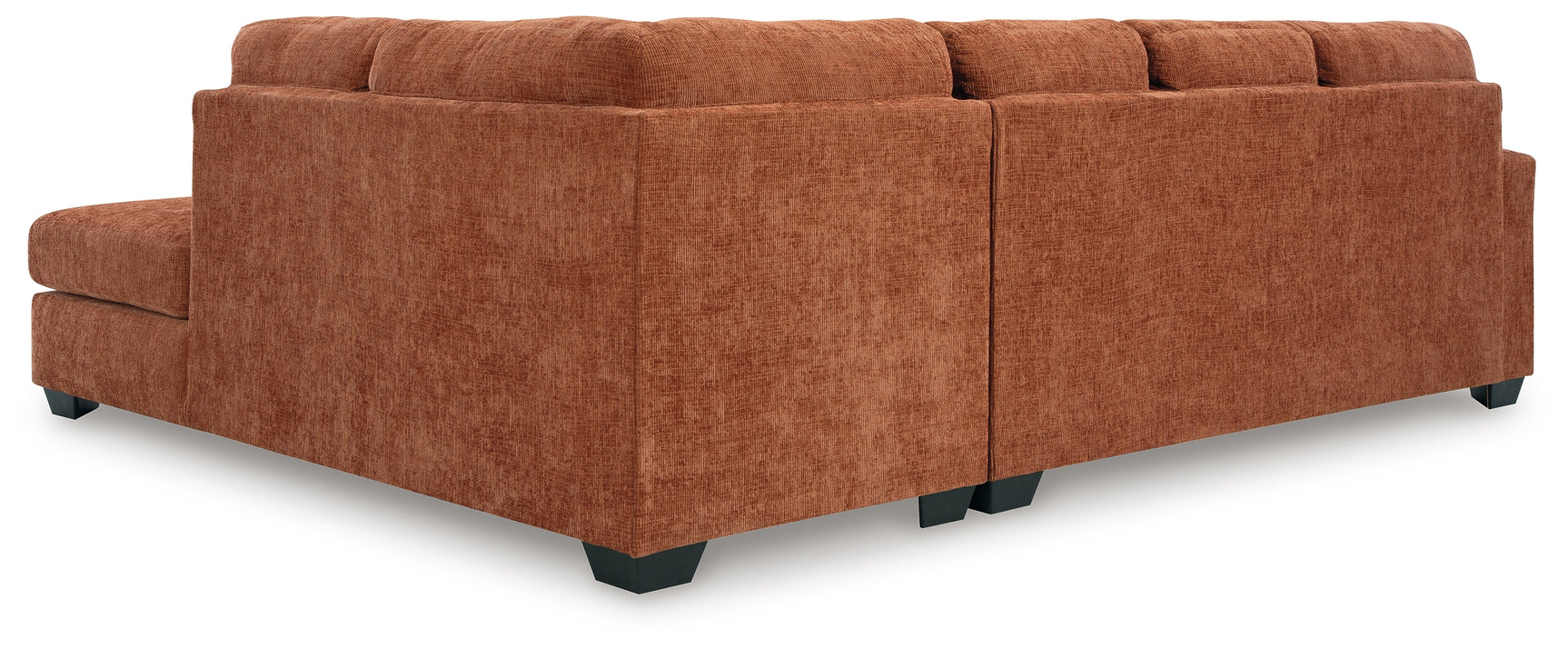 Room setting with Aviemore Spice Chenille sectional and chaise