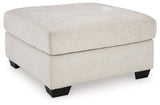 Aviemore Stone oversized chenille fabric accent Ottoman head-on view