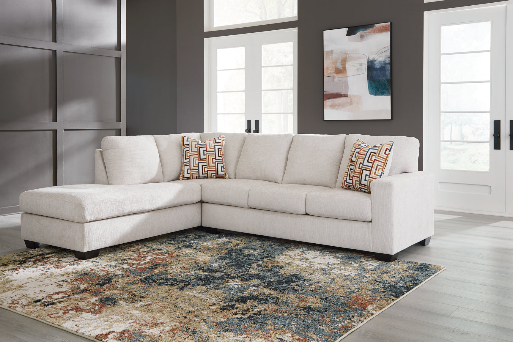 Close-up view of Aviemore Stone sectional fabric texture