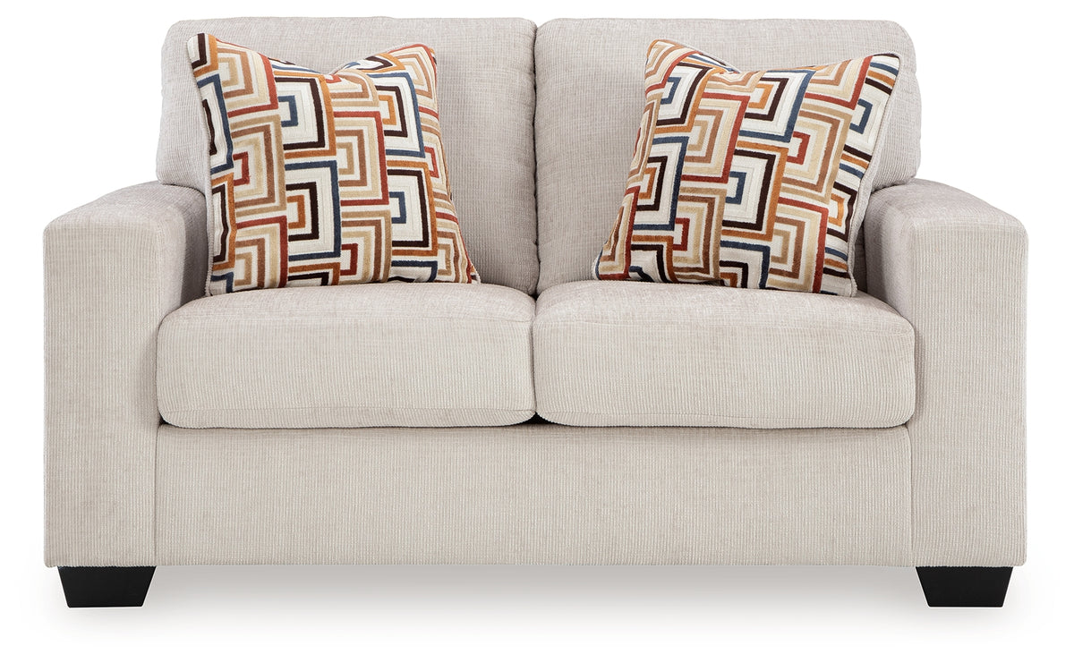 Side view of Aviemore Stone Chenille Loveseat