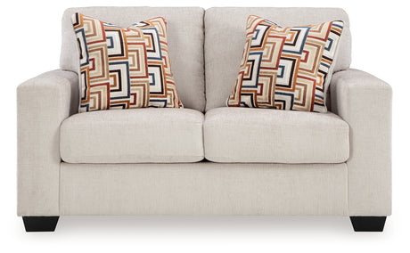Side view of Aviemore Stone Chenille Loveseat