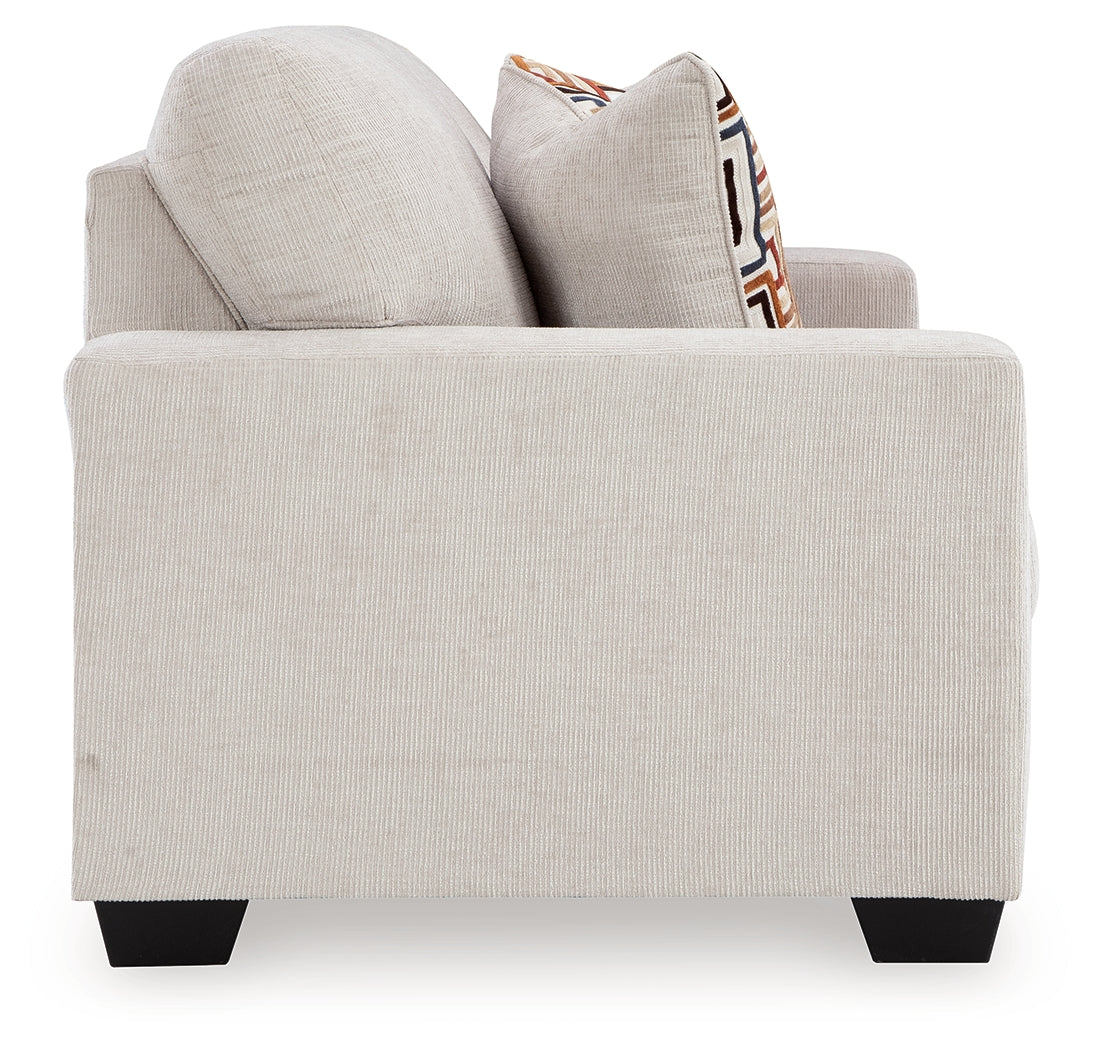 Back view of Aviemore Stone Chenille Loveseat