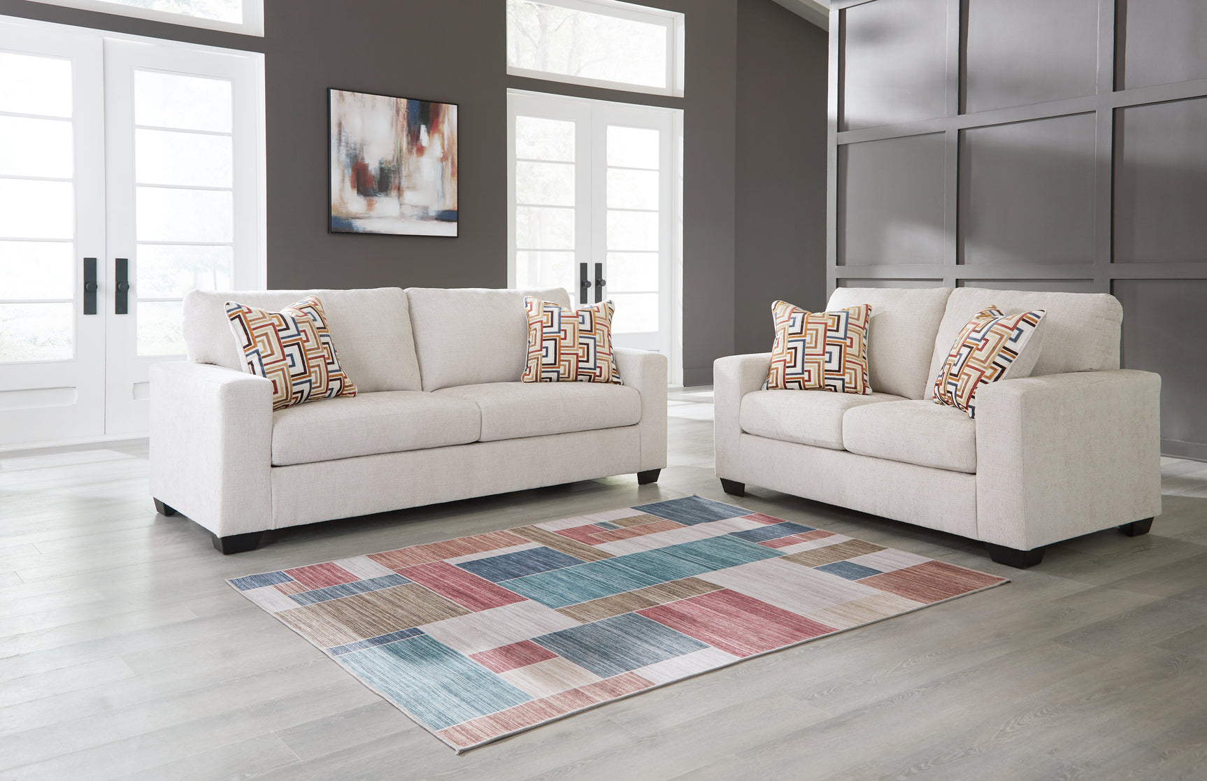 Side view of Aviemore Stone Sofa and Loveseat set