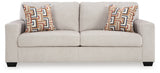 Detail close-up of stone chenille fabric upholstery on Aviemore Sofa