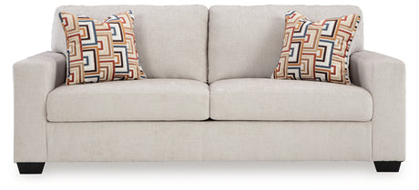 Detail close-up of stone chenille fabric upholstery on Aviemore Sofa