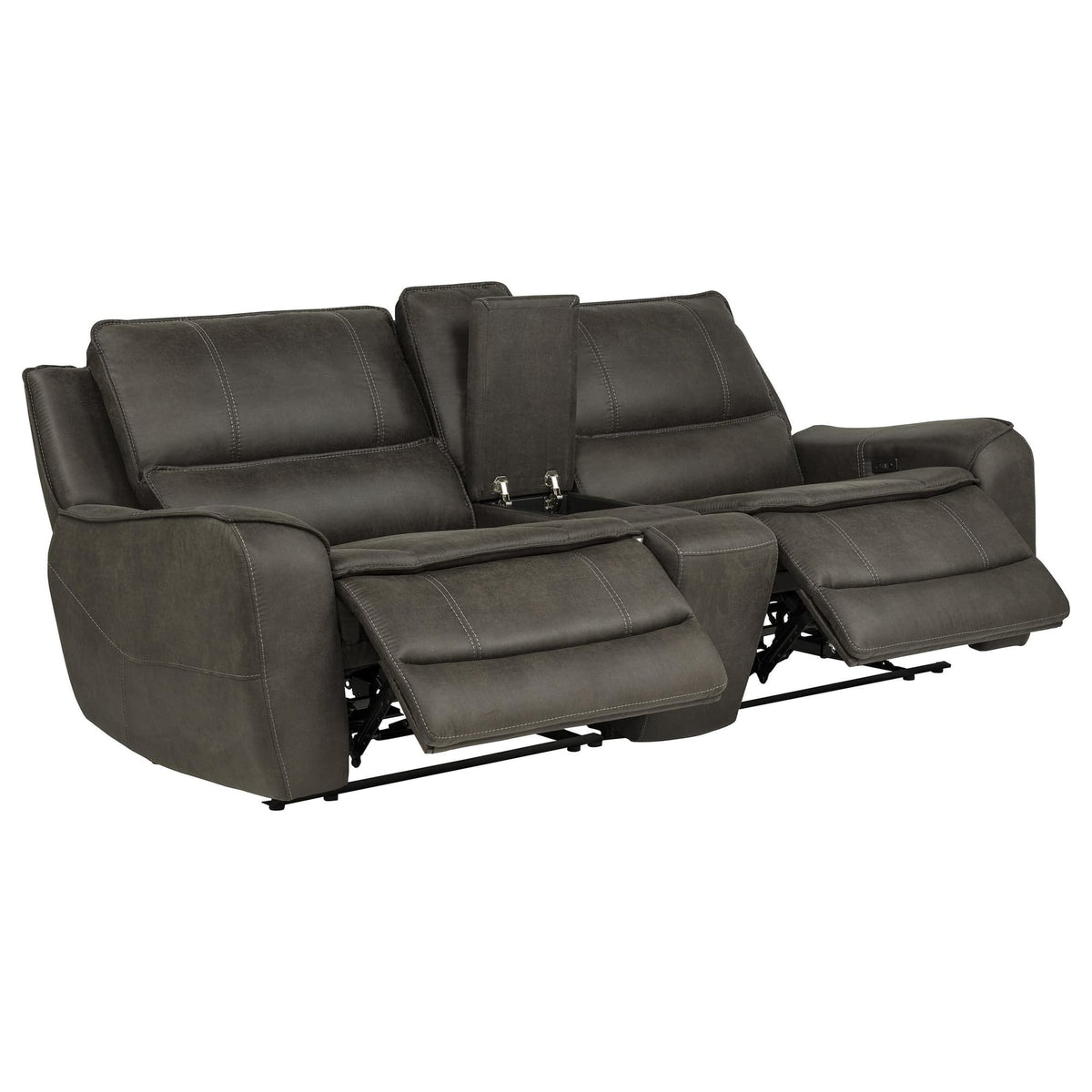 Marcell 3-Piece Power Reclining Loveseat with Charging Console Grey — product image 2
