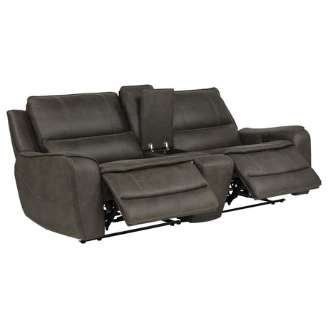 Marcell 3-Piece Power Reclining Loveseat with Charging Console Grey — product image 2