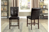 Close-up of tufted faux leather chair