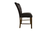 Elegant tufted back dining chair in dark brown faux leather