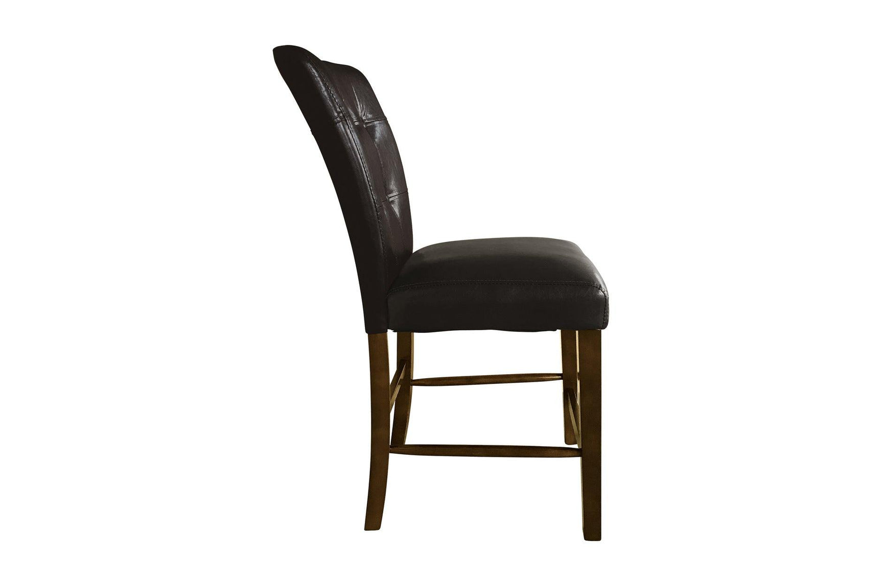 Elegant tufted back dining chair in dark brown faux leather
