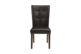 Detail of chair tufted seat in dark brown upholstery
