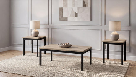 Garza 3-Piece Rectangular Coffee Table Set Greige Oak — product image 2
