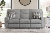 Lifestyle image of Biscoe Pewter Sofa and Loveseat in living room