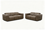 Ember Brown Italian Leather Match 2-Piece Power Reclining Sofa and Loveseat Set view 16