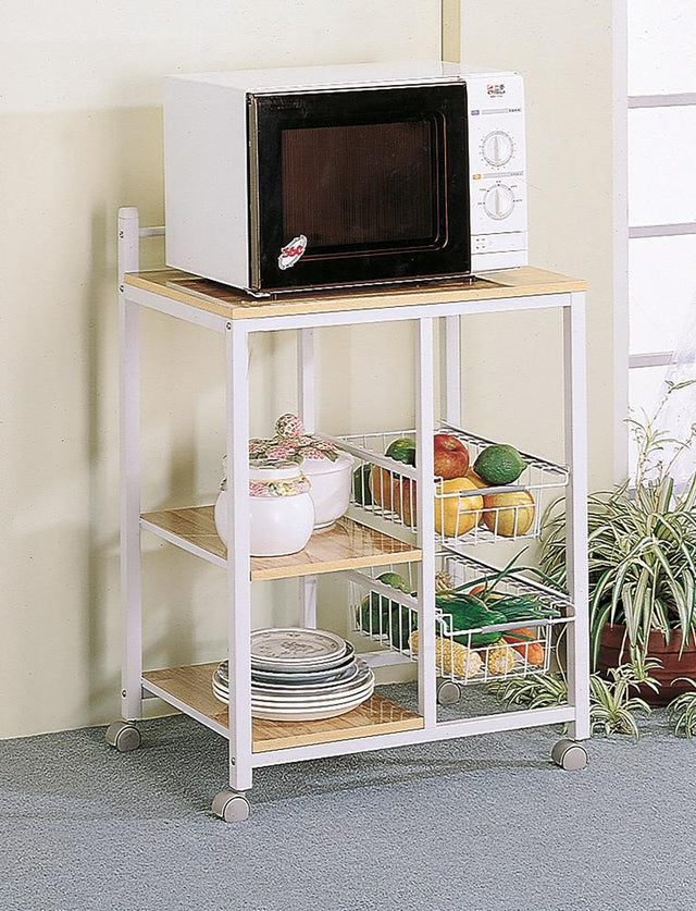 Kelvin 2-Shelf Kitchen Cart natural brown and white front view