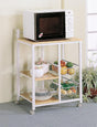 Kelvin 2-Shelf Kitchen Cart natural brown and white front view