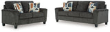detail view of Erinslane Dusk Sofa and Loveseat furniture