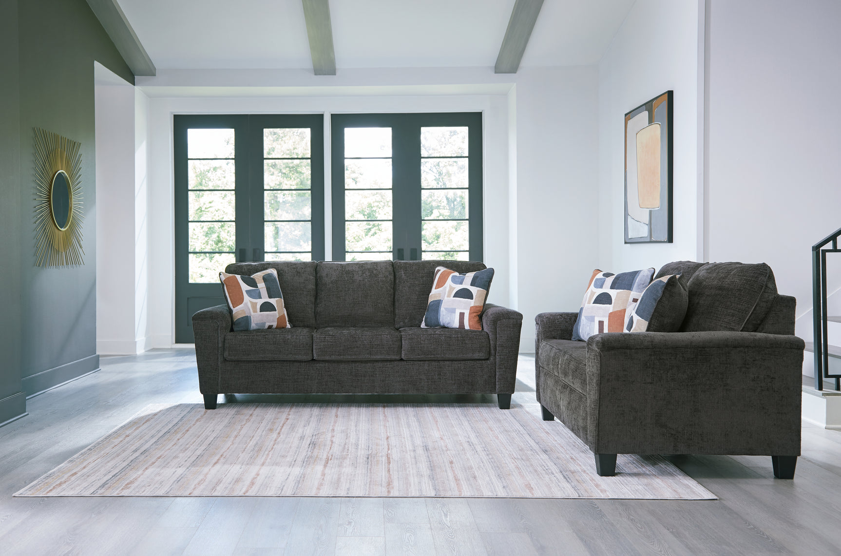side view of Erinslane Dusk Sofa and Loveseat furniture